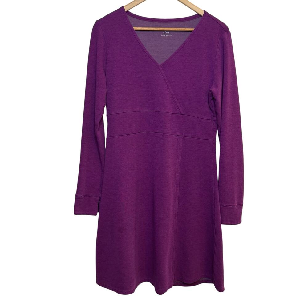 Horny Toad Finley Faux Wrap Dress A Line Purple Hiking Zipper Pocket Gorpcore